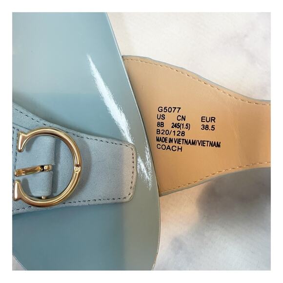 COACH Bleeker C Buckle Waterfall Blue Suede Slide Sandals - Picture 10 of 10